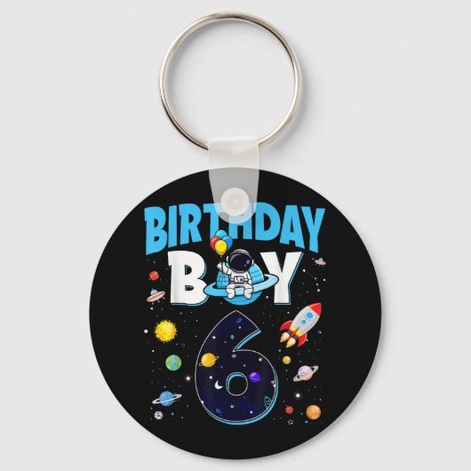 誕生日少年6歳宇宙宇宙飛行士6歳 キーホルダー (正面)