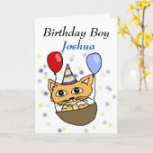誕生日少年 カード (黄色い花)
