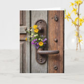 誕生日山花のギフト錆びたドアハンドル カード (黄色い花)