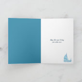 誕生日帆船が電話に入頭が切れるる カード (内部)