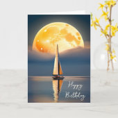 誕生日帆船のムーンライト カード (黄色い花)