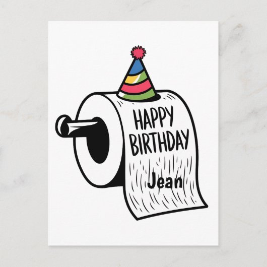 誕生日帽子付きのトイレットペーパー ポストカード (正面)