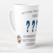 誕生日年名の追加日ラブパパファミリ青 カフェラテマグ (左アングル)