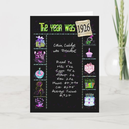 誕生日年1926おもしろいトリビア事実 カード (正面)
