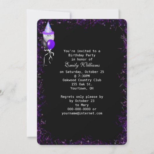 誕生日年1926招待状 招待状 (裏面)