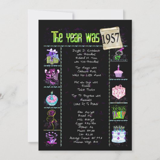 誕生日年1957招待状 招待状 (正面)