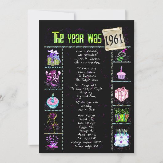 誕生日年1961招待状 招待状 (正面)