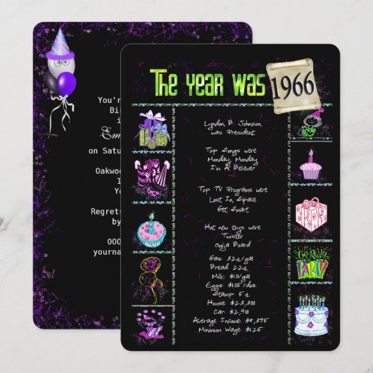 誕生日年1966招待状 招待状 (正面/裏面)