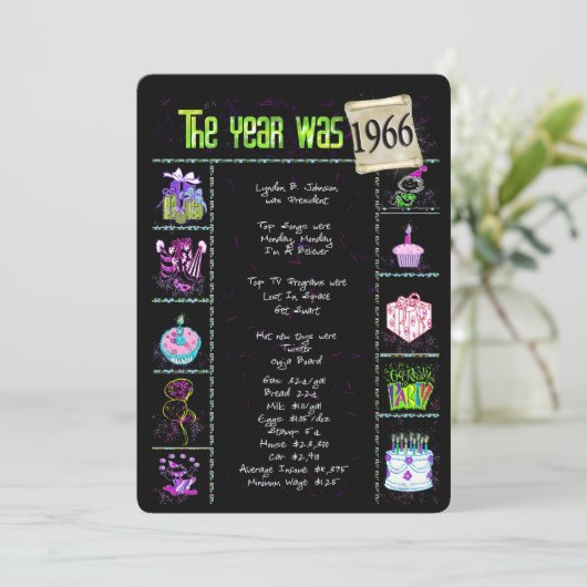 誕生日年1966招待状 招待状 (スタンド正面)