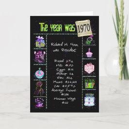 誕生日年1970おもしろいトリビア事実 カード