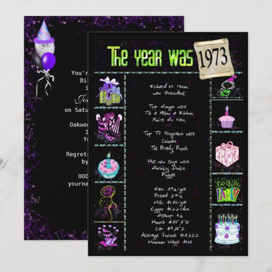 誕生日年1973招待状 招待状 (正面/裏面)