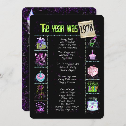 誕生日年1978招待状 招待状 (正面/裏面)