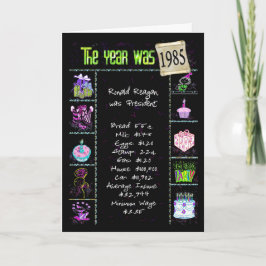 誕生日年1985おもしろいトリビア事実 カード
