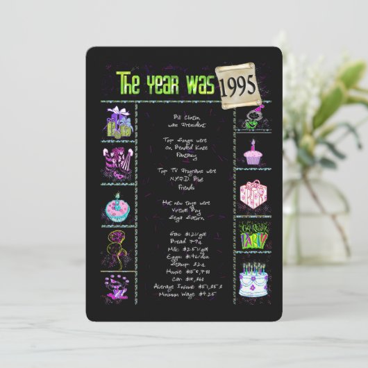 誕生日年1995招待状 招待状 (スタンド正面)