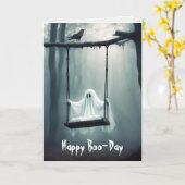 誕生日幽霊とレイベン カード (黄色い花)