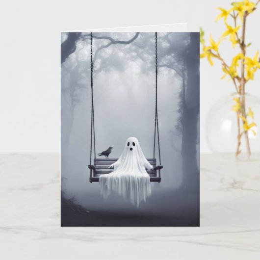 誕生日幽霊 カード (黄色い花)
