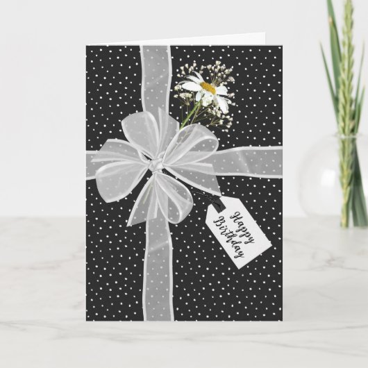 誕生日弓(ドット上のデイジー付) カード (正面)
