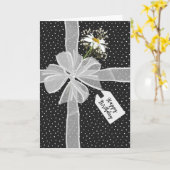 誕生日弓(ドット上のデイジー付) カード (黄色い花)