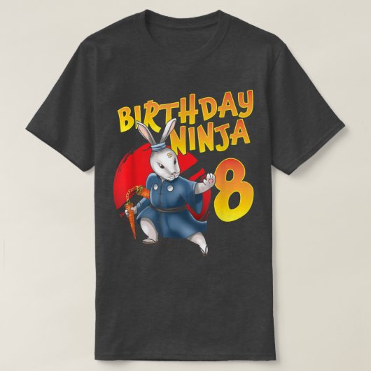 誕生日忍者バニー8年8月2014生まれ年8月  Tシャツ (デザイン正面)