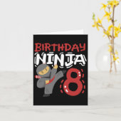 誕生日忍者8歳の空手キッズ8th誕生日 カード (黄色い花)