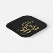 誕生日応援から50年カスタム金ゴールドブラック ペーパープレート (傾斜あり)