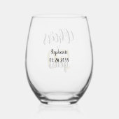 誕生日応援から#年へのパーソナライズされたカスタム ステムなしワイングラス (裏面)