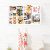 誕生日応援から#年バラ金ゴールドフォトコラージュ 横断幕 (インサイチュ)