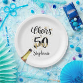 誕生日応援から# YEARS黒金ゴールドスクリプト ペーパープレート (パーティー)