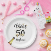 誕生日応援から# YEARS黒金ゴールドスクリプト ペーパープレート (パーティー)