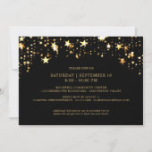 誕生日応援へ#年ブラック金ゴールド星写真 招待状 (裏面)
