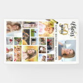 誕生日応援へ#年ブラック金ゴールド18写真 横断幕 (横)