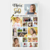 誕生日応援へ#年ブラック金ゴールド18写真 横断幕 (縦)