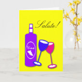 誕生日応援ワインボトル及び眼鏡 カード (黄色い花)