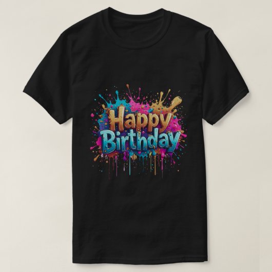 誕生日応援- カラフルハッピーバースデーTシャツ Tシャツ (デザイン正面)
