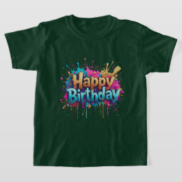 誕生日応援- カラフルハッピーバースデーTシャツ Tシャツ