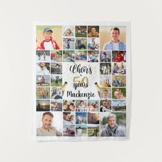 誕生日応援#年42フォトコラージュ タペストリー (正面)