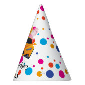 誕生日恐竜のレーシングカー少年イエローレーシングキッド パーティーハット (右)