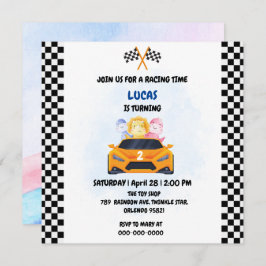 誕生日恐竜のレースカーボーイレッドレーシングキッズナム