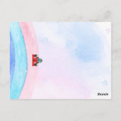 誕生日恐竜のレースカーボーイレッドレーシングキッズナム ポストカード (裏面)