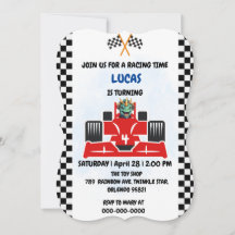 誕生日恐竜のレースカーボーイレッドレーシングキッズナム