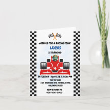 誕生日恐竜のレースカーボーイレッドレーシングキッズナム