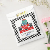 誕生日恐竜のレースカー赤い男の子の名前 フェイバーバッグ (封をした状態)