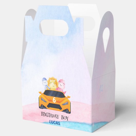 誕生日恐竜のレースカー黄色の少年の子供の名前 フェイバーボックス (オープン)