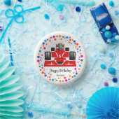 誕生日恐竜のレース車の少年の赤いレースの子供の名前 ペーパーボウル (パーティー)