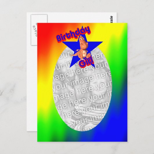 誕生日恐竜ガール かわいい写真ポストカード ポストカード (正面/裏面)