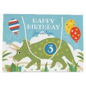 誕生日恐竜トリケラトプス名前をカスタムする時代 ラージペーパーバッグ (裏面)