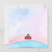 誕生日恐竜レースカー少年赤レース子供名前 サンキューカード (裏面)