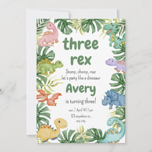 誕生日恐竜招待状 招待状 (正面)