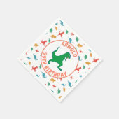 誕生日恐竜Tレックスキッズジュラシックプリヒストリック スタンダードカクテルナプキン (角)