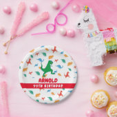 誕生日恐竜Tレックスジュラカラフルシックの子供の名前 ペーパープレート (パーティー)